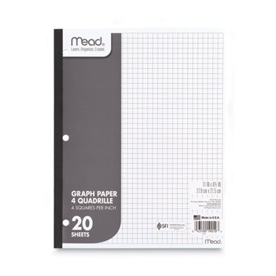 PAPER, GRAPH, Quadrille (4 sq / in), 8.5" x 11", White, 20 Sheets / Pad, 12 Pads / Pack